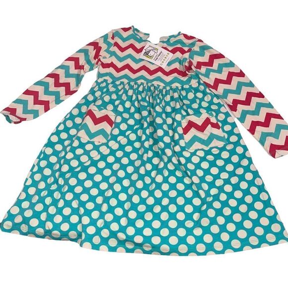 The Original Flap Happy Chevron Polka Dot Dress -‎ Size 6X - NWT - Picture 1 of 8